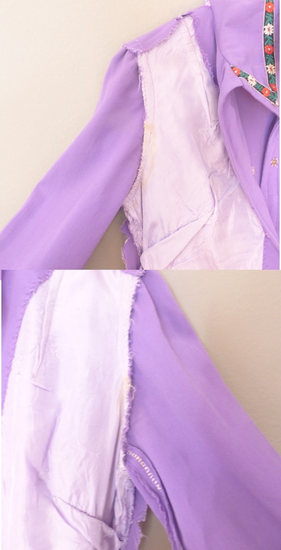 70s hippie belted dress. XL size. Purple 100% woo… - image 7