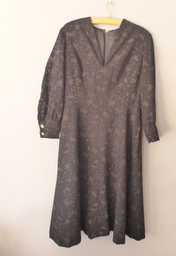 70s boho dress. L size. Wool/ polyester black win… - image 7