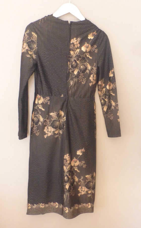 70s widow dress. XS size. Black polyester autumn … - image 3