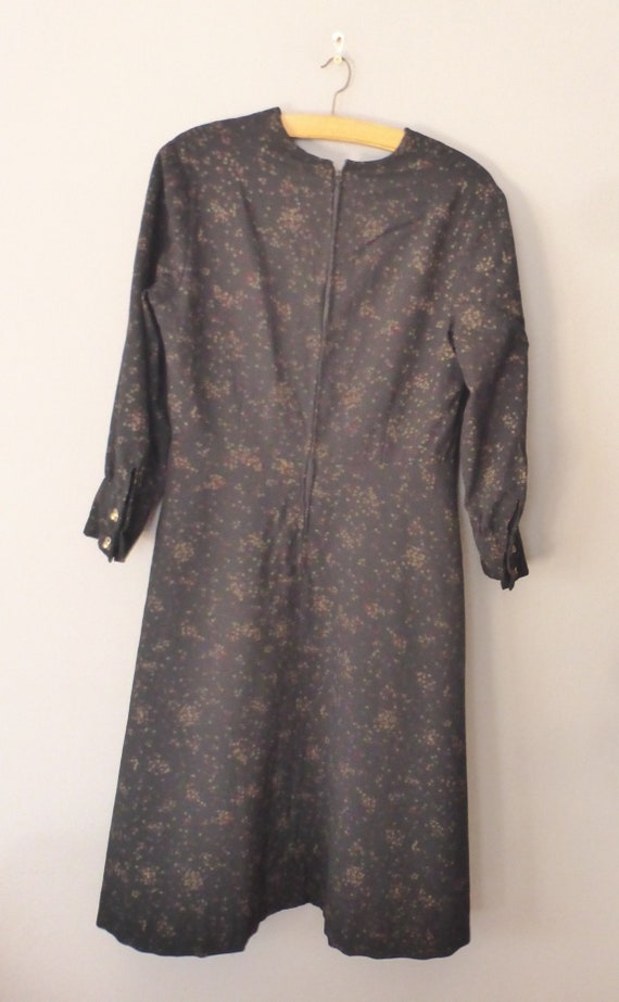 70s boho dress. L size. Wool/ polyester black win… - image 3