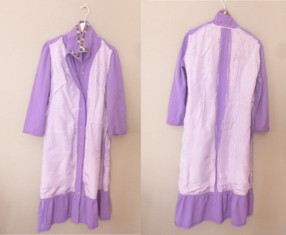 70s hippie belted dress. XL size. Purple 100% woo… - image 8