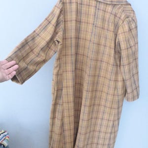 80s oversized outwear. 4XL size. Light brown plaid unisex coat with multicolor lines, two front pockets. In a very good vintage condition. image 10