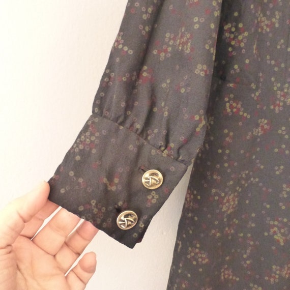 70s boho dress. L size. Wool/ polyester black win… - image 4