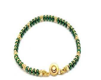 Emerald Green Cream Bracelet, Friendship Gift, Gift for Bestfriend