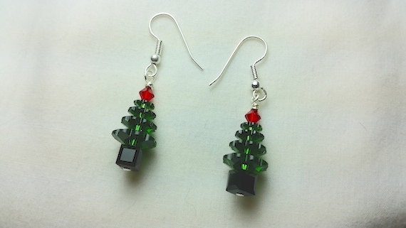 Moss Green Christmas Tree Earrings Moss Green Christmas Tree Earrings