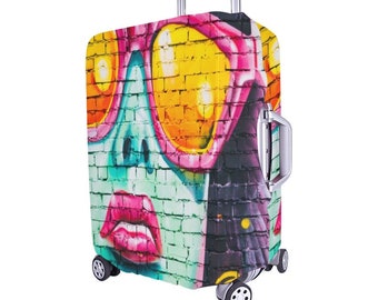 Pop Art Abstract Woman African American Luggage Cover Travel Black Polyester Spandex Luggage Cover Afrocentric Travelers Suitcase Cover