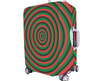 Red Black Green Luggage Cover Travel Black Polyester Spandex Luggage Cover Afrocentric Travelers Suitcase Cover