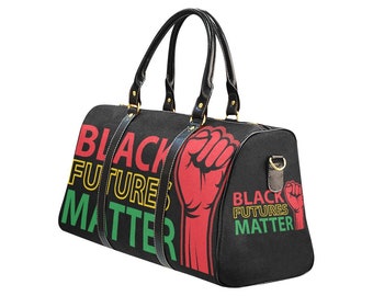 Black Futures Matter Red Black Green Afro African American Travel Purse Duffle Bag Pan African Black History Overnight