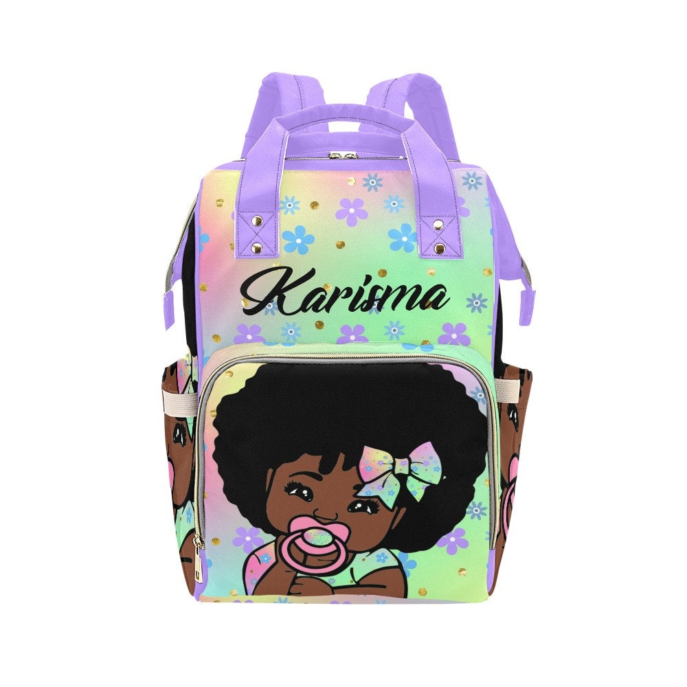 Rainbow Floral African American Baby Girl Backpack | Etsy