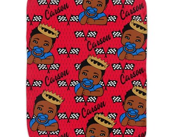 Cars Theme African American Baby Swaddle Blanket