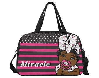 African American Baby Pink Lady Bug Diaper Bag