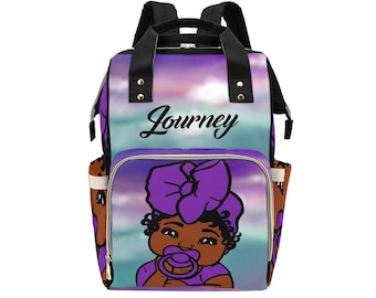 Beachy Baby Girl African American Baby Girl Backpack Diaper Bag Personalized Diaper Clothing Bottles Bag Print Baby Shower Gift Mommy Daddy