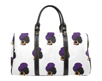 African American What's Under My Wrap Beauty Diva Travel Bag African American Woman Travel Purse Duffle Bag Graffiti Overnight Afro Girl
