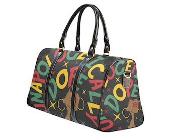 Unapologetically Black Red Black Green Afro African American Woman Travel Purse Duffle Bag Pan African Black History Overnight Afro Girl