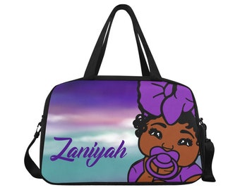Beachy Baby Girl African American Baby Girl Personalized Diaper Bag Name Bag Print Baby Shower Gift Mommy Daddy Afro