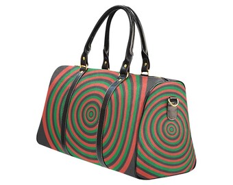 Red Black Green Travel Duffle Bag Overnight Bag RBG Circles