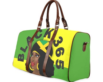 Black 365 Jamaican Afro African American Woman Travel Purse Duffle Bag Pan African Black History Overnight Afro Girl Caribbean Jamaica