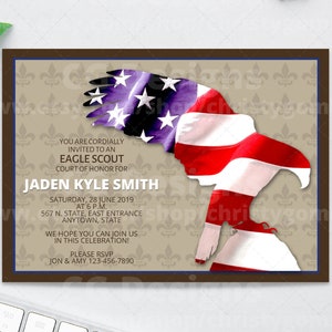 Biglietto d'invito per la Corte d'onore dell'Eagle Scout Personalizzabile fai-da-te stampabile - Modifica in Canva