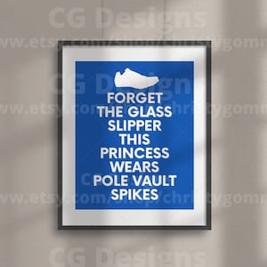 Glazen muiltje polsstokspringen Spikes digitale muurkunst 8x10 prinses schoenen atletiek DIY afdrukbare aanpassen cadeau sjabloon bewerken in Canva
