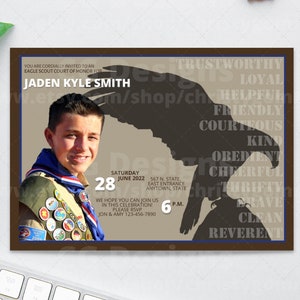 Eagle Scout Court of Honor Invitation Card Boy Scout Invite DIY Customize Printable Edit in Canva image 1