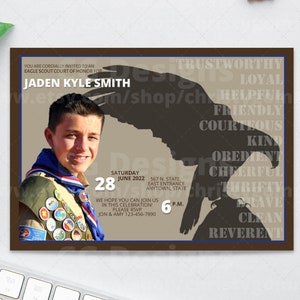 Biglietto d'invito per la Corte d'onore di Eagle Scout Invito per boy scout Personalizzabile fai-da-te stampabile - Modifica in Canva