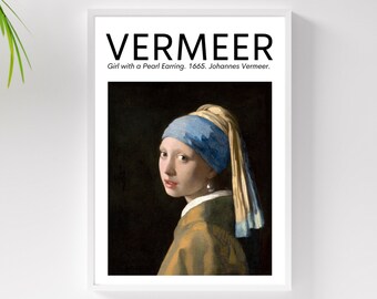 Johannes Vermeer Print, Girl with a Pearl Earring Poster, Exhibition Art, Gallery Wall Art, Digital Download, DIY Printable, Gift