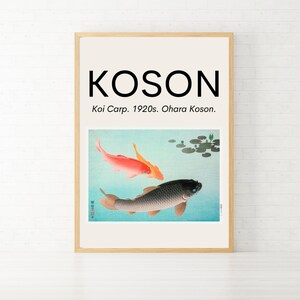Ohara Koson Print, Koi Carp Poster, Exposition Art, Galerie d’art mural, Téléchargement numérique, Bricolage imprimable, Cadeau