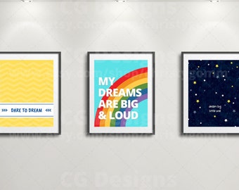 Dream Big Little One - Dare to Dream - My Dreams are Big and Loud Digital Wall Art 8x10 DIY Printable Customize Gift Edit Template in Canva