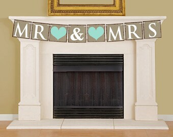 MR & MRS Banner, DIY Printable Banner Bunting - Customize Edit in Canva - Premade jpg files + customizable template included