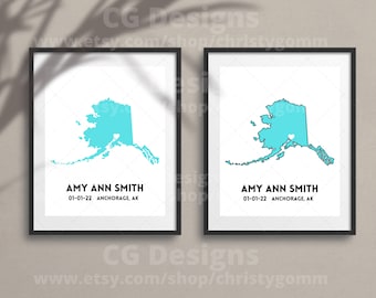 Alaska State Digital 8x10 DIY Printable Wall Art Print Gift Edit Template in Canva