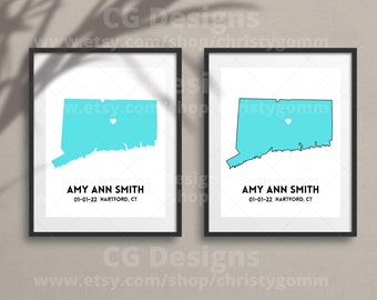 Connecticut State Digital 8x10 DIY Printable Wall Art Print Customize Gift Edit Template in Canva