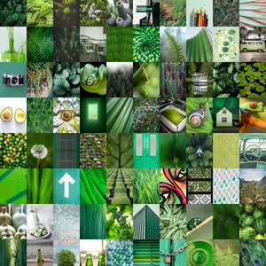 Verde - Kit de collage de pared estética / Descarga digital / Foto Wallpaper Decoración de la habitación / Vision Mood Board / ARTE IMPRIMIBLE DIY / - 100+ PCS