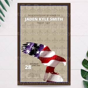 Eagle Scout Court of Honor Boy Scout Folded Program DIY Customize Printable - Edit in Canva