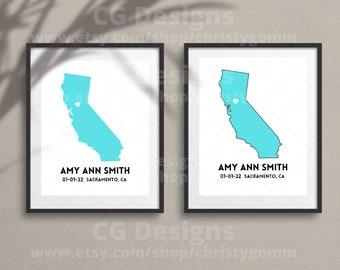 California State Digital 8x10 DIY Printable Wall Art Print Gift Edit Template in Canva