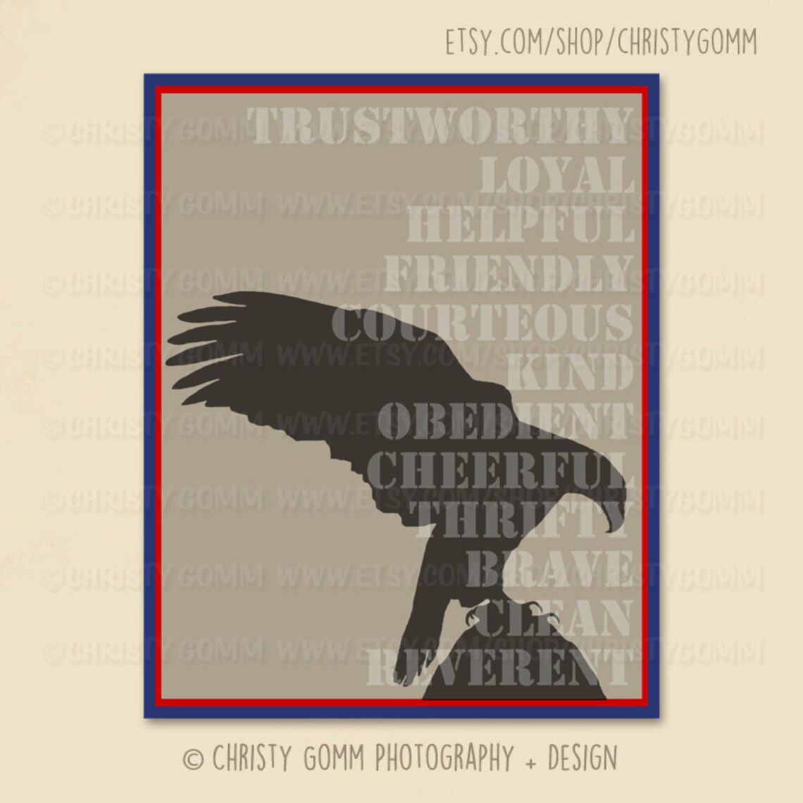 8x10 Boy Scout Printable - Trustworthy Loyal Helpful Friendly Courteous ...