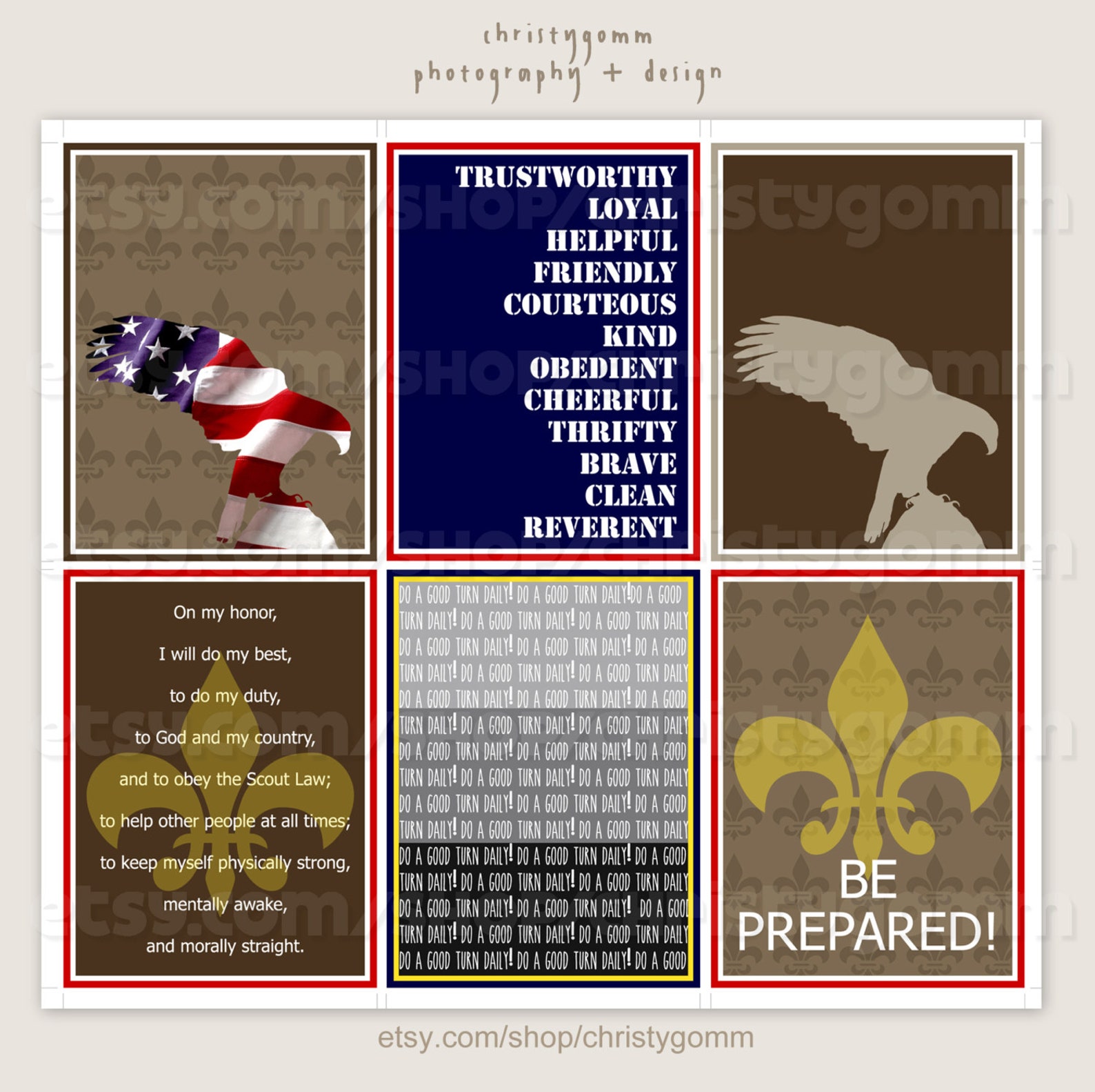 Eagle Boy Scout 3"x4" Printable Journal Cards Digital Collage Sheet for Scrapbooking Project ...
