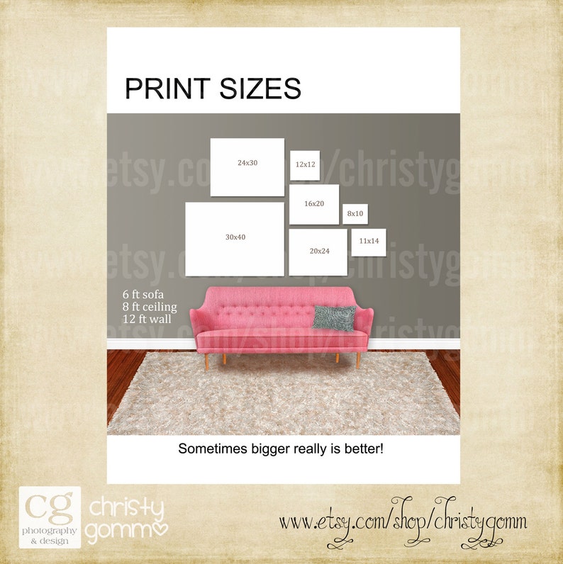 Print Size Chart 8.5x11 Template Fully Customizable for Photographers