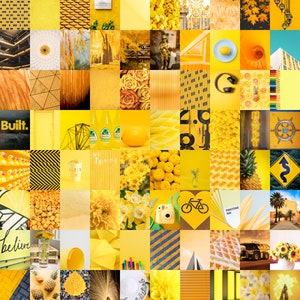 Amarillo - Kit de collage de pared estética / Descarga digital / Decoración de la sala de papel tapiz fotográfico / Vision Mood Board / Arte imprimible diy / - 100+ PCS