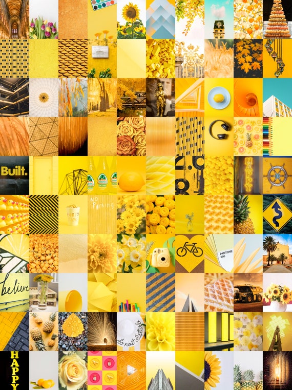 Yellow - Aesthetic Wall Collage Kit | Digital Download | Photo Wallpaper  Room Decor | Vision Mood Board | DIY Printable Art | - 100+ PCS