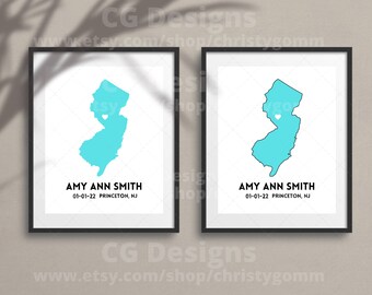 New Jersey State Digital 8x10 DIY Printable Wall Art Print Customize Gift Edit Template in Canva