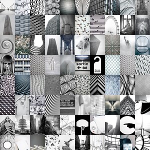 Negro y blanco - Kit de collage de pared estética / Descarga digital / Sala de papel tapiz fotográfico / Vision Mood Board / Arte imprimible diy / - Más de 100 PCS