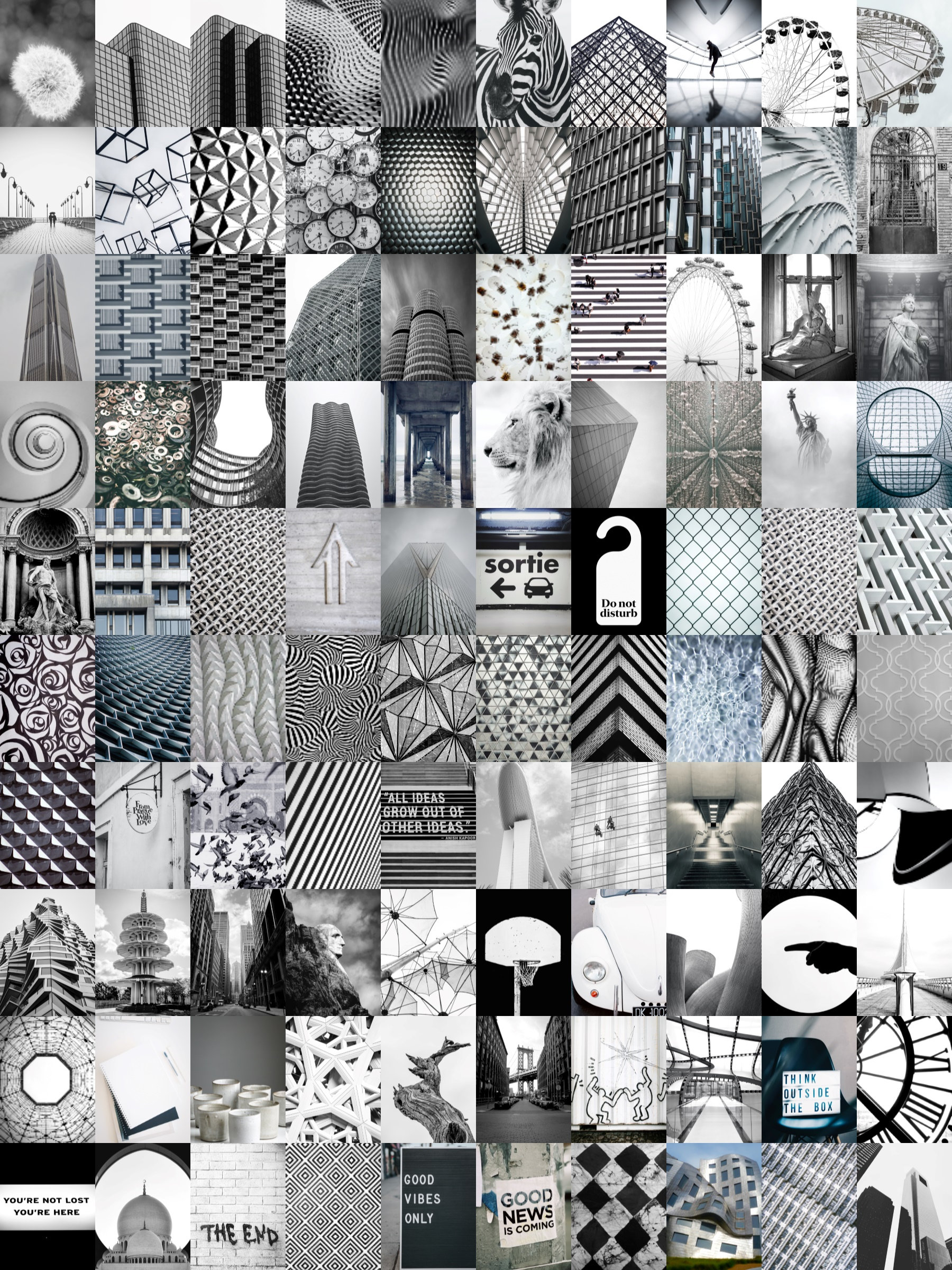 Black & White Aesthetic Wall Collage Kit Digital Download Photo