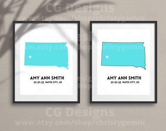 South Dakota State Digital 8x10 DIY Printable Wall Art Print Customize Gift Edit Template in Canva