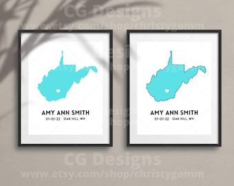 West Virginia State Digital 8x10 DIY Printable Wall Art Print Customize Gift Edit Template in Canva