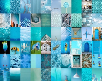 Aqua Blue - Aesthetic Wall Collage Kit | Digital Download | Photo Wallpaper Room Decor | Vision Mood Board | DIY Printable Art | - 100+ PCS