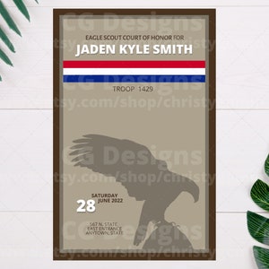 Eagle Scout Court of Honor Boy Scout Folded Program DIY Customize Printable - Edit in Canva