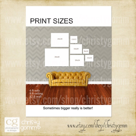 Print Size Chart 8.5