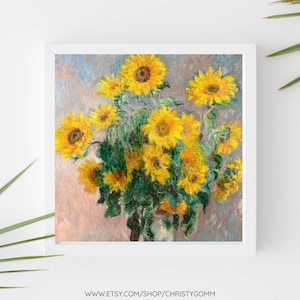 12&quot;x12&quot; Claude Monet Print, Bouquet of Sunflowers, Exhibition Art, Gallery Wall Art, Digital Download, DIY Printable, Gift