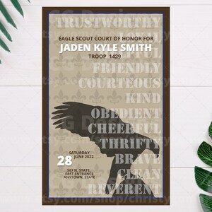 Eagle Scout Court of Honor Boy Scout Folded Program DIY Customize Printable - Edit in Canva