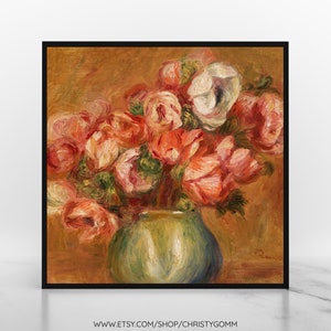 12&quot;x12&quot; Pierre-Auguste Renoir Print, Anemones, Exhibition Art, Gallery Wall Art, Digital Download, DIY Printable, Gift